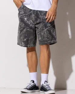 Rusty Flip Rambo Denim Shorts Grey Camo Outlet