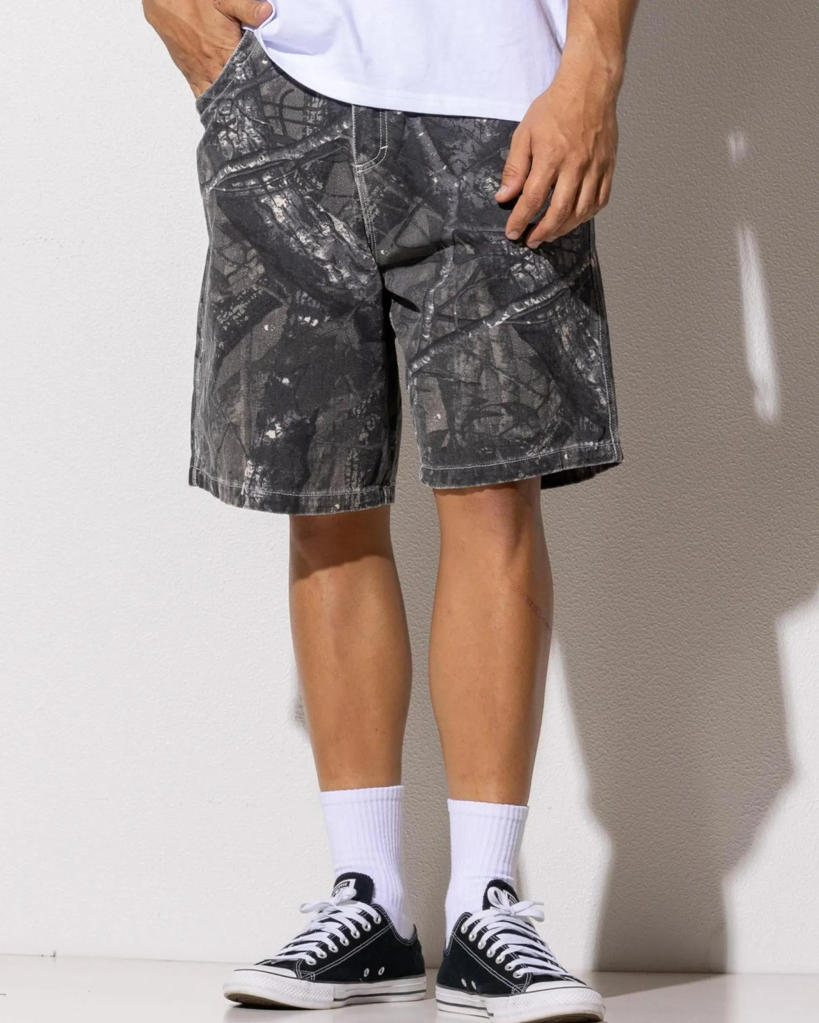 Rusty Flip Rambo Denim Shorts Grey Camo Outlet
