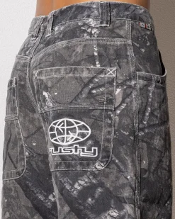 Rusty Flip Rambo Denim Shorts Grey Camo Outlet