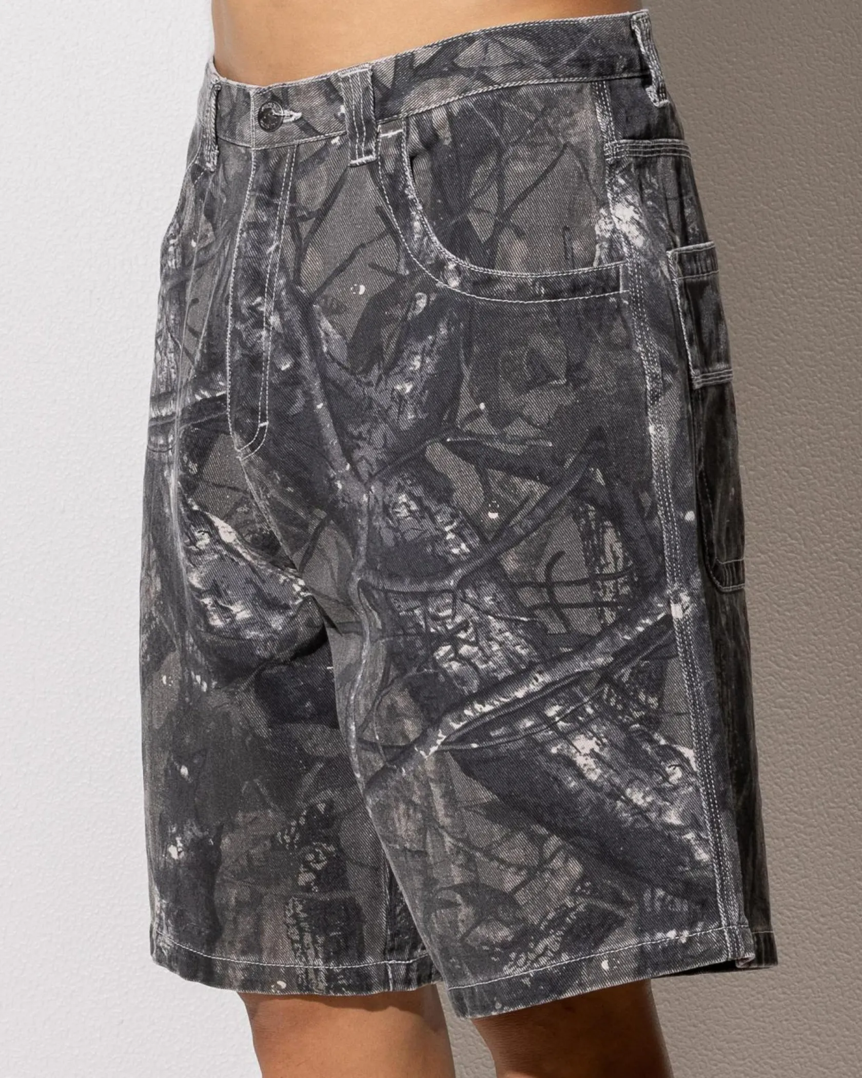 Rusty Flip Rambo Denim Shorts Grey Camo Outlet