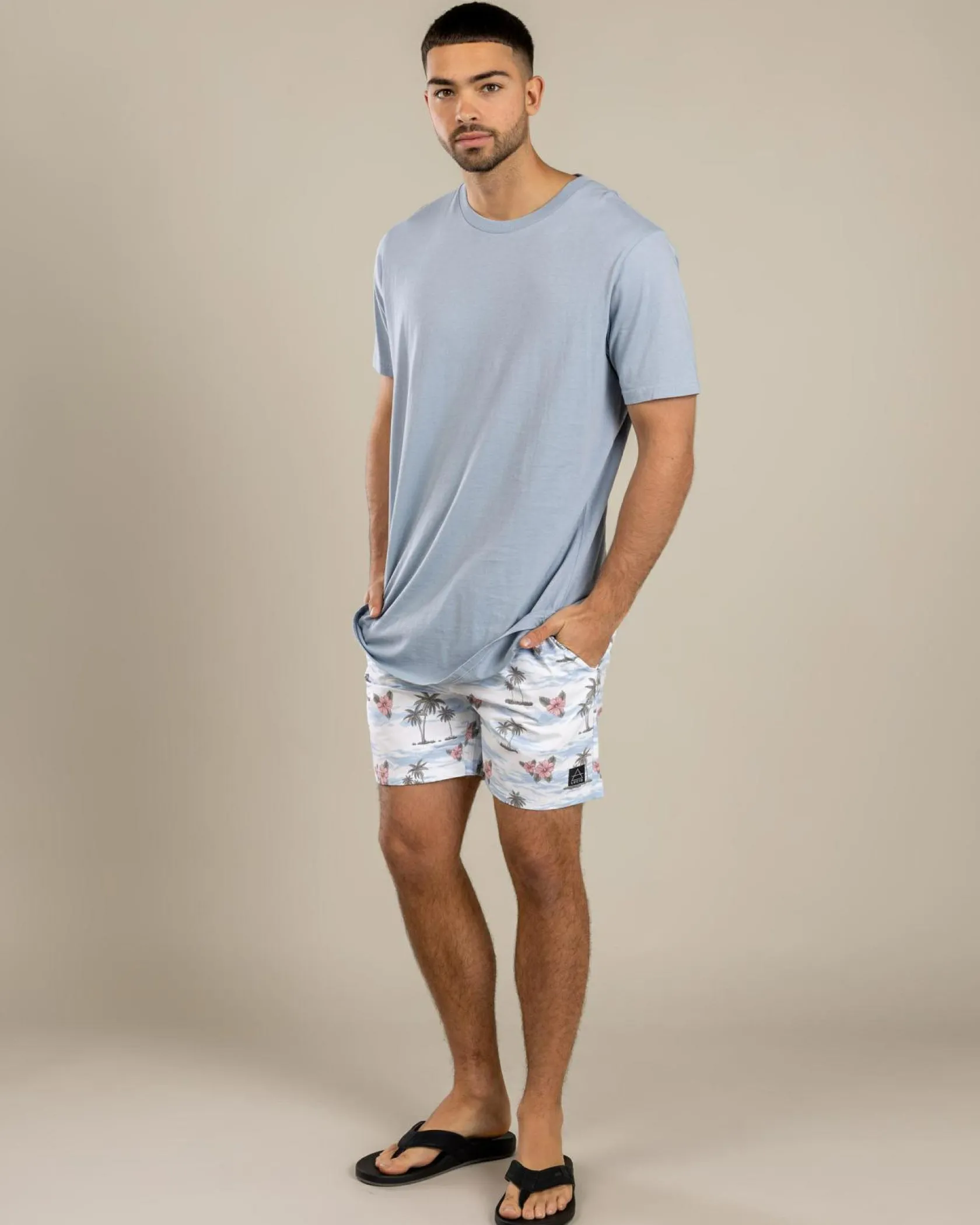 Lucid Floretta Elastic Waist Board Shorts Off White Discount