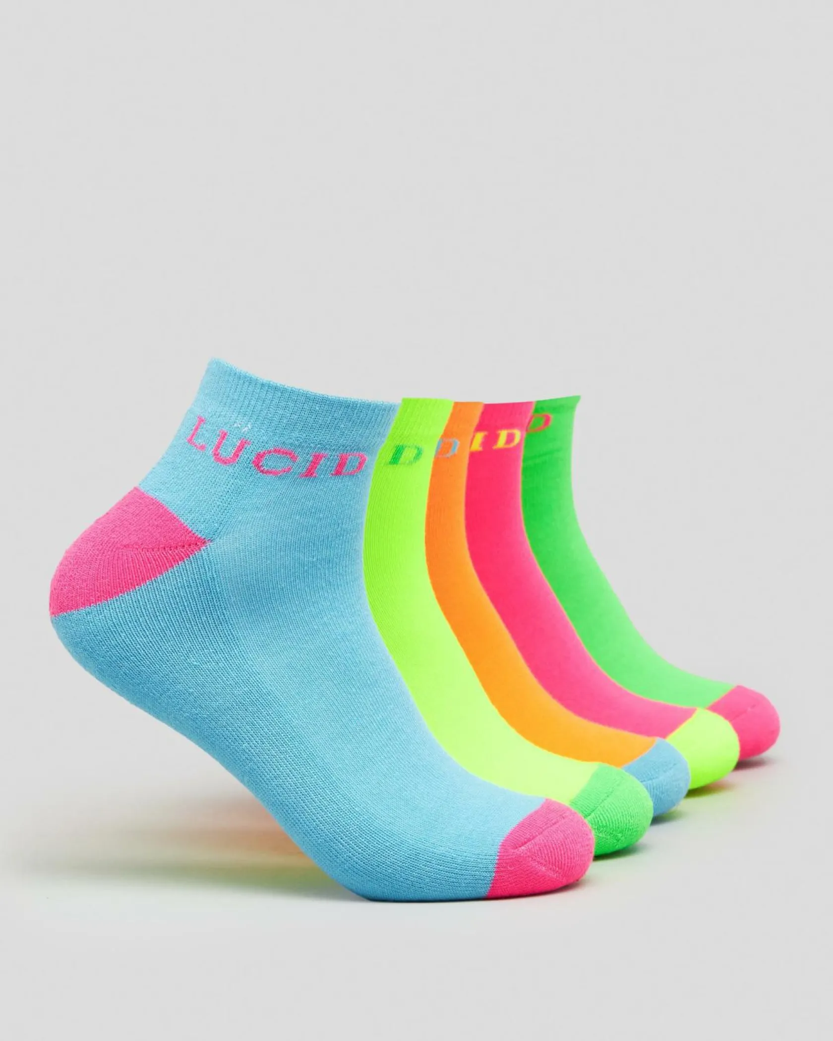 Lucid Fluro Ankle Socks 5 Pack Multi Sale