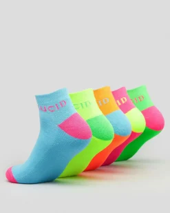 Lucid Fluro Ankle Socks 5 Pack Multi Sale