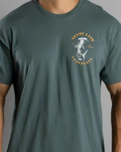Salty Life Force T-Shirt Green New