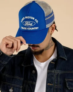 Brixton Ford Built Tough Trucker Cap Ford Blue/wimbledon White Discount