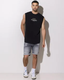 Nena & Pasadena Foreign Scoop Muscle Tank Jet Black