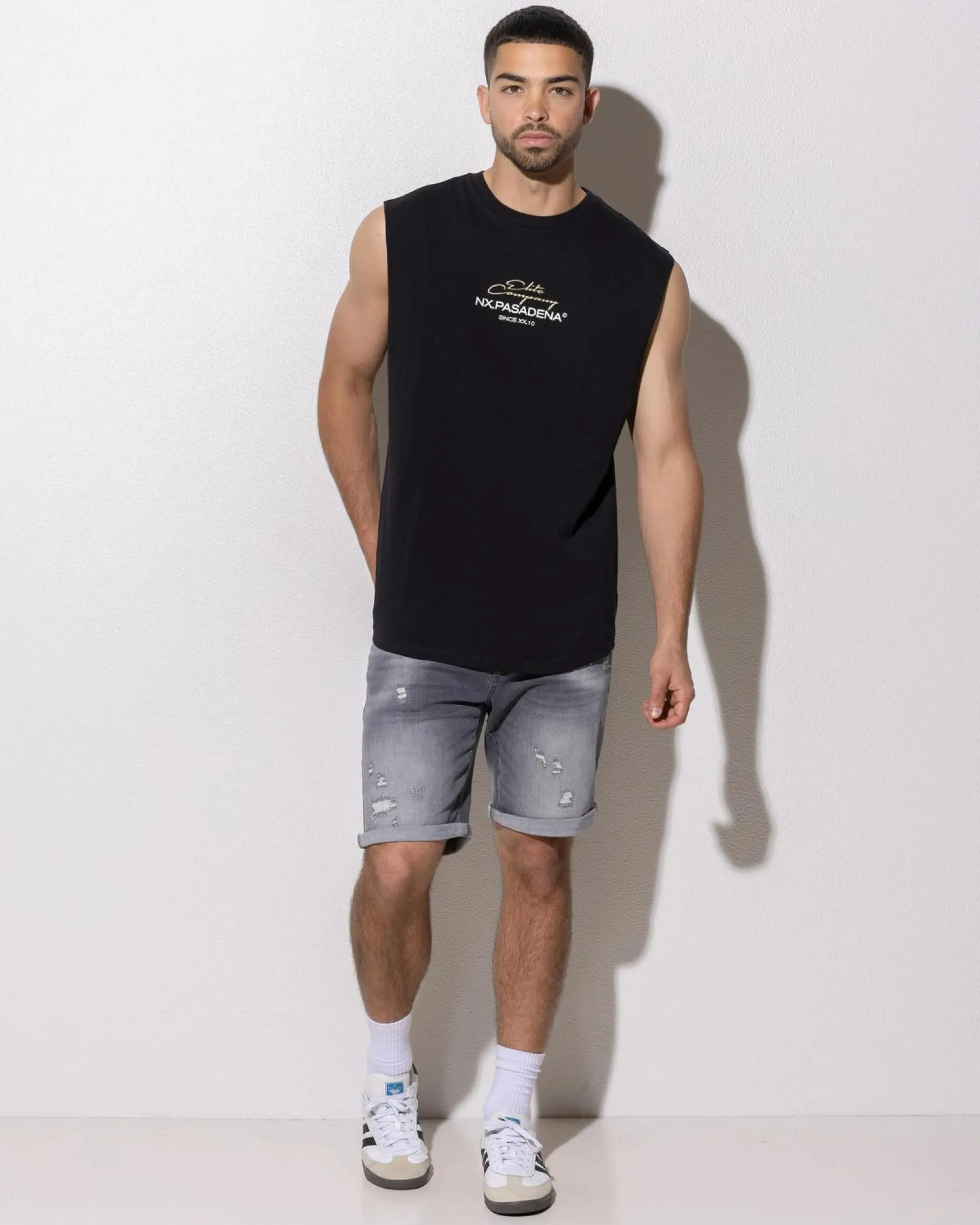 Nena & Pasadena Foreign Scoop Muscle Tank Jet Black