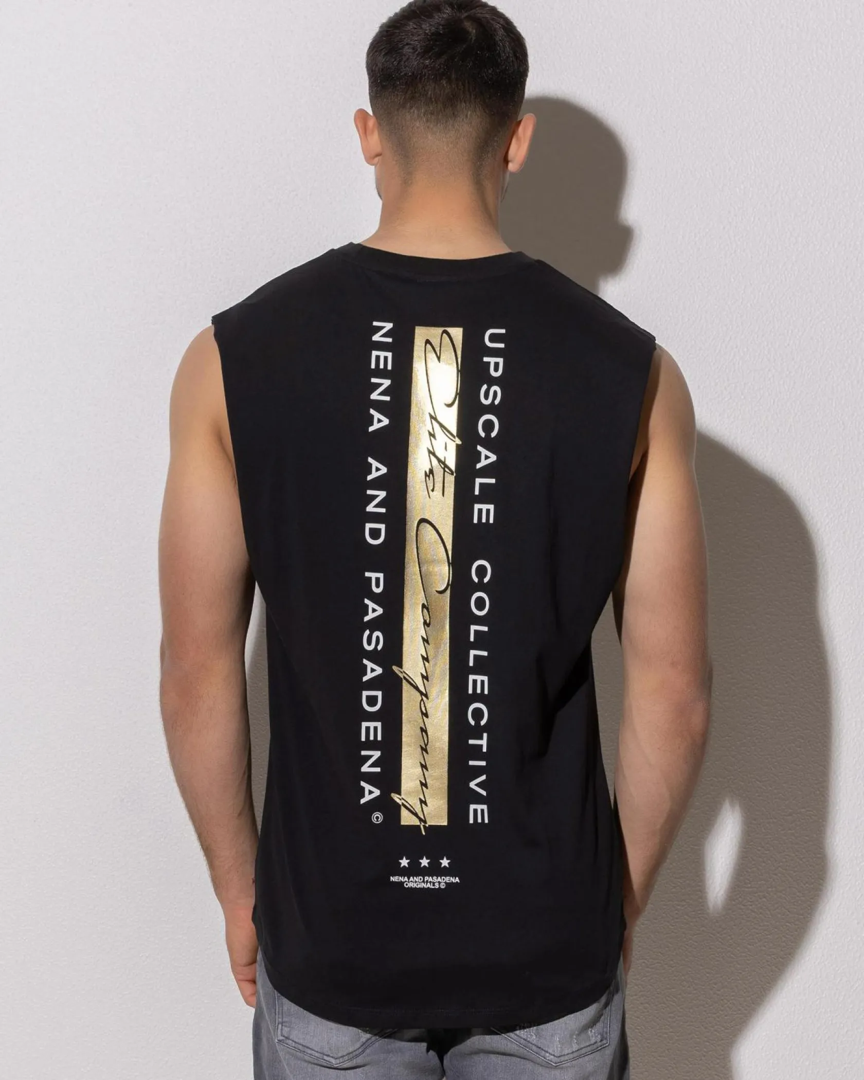 Nena & Pasadena Foreign Scoop Muscle Tank Jet Black