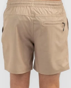Salty Life Formal Elastic Waist Shorts Tan New