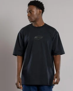Thrills Fortune Favors Embro Oversize Fit T-Shirt Washed Black New