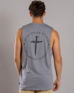 Lucid Fray Muscle Tank Lt Grey Acid Online
