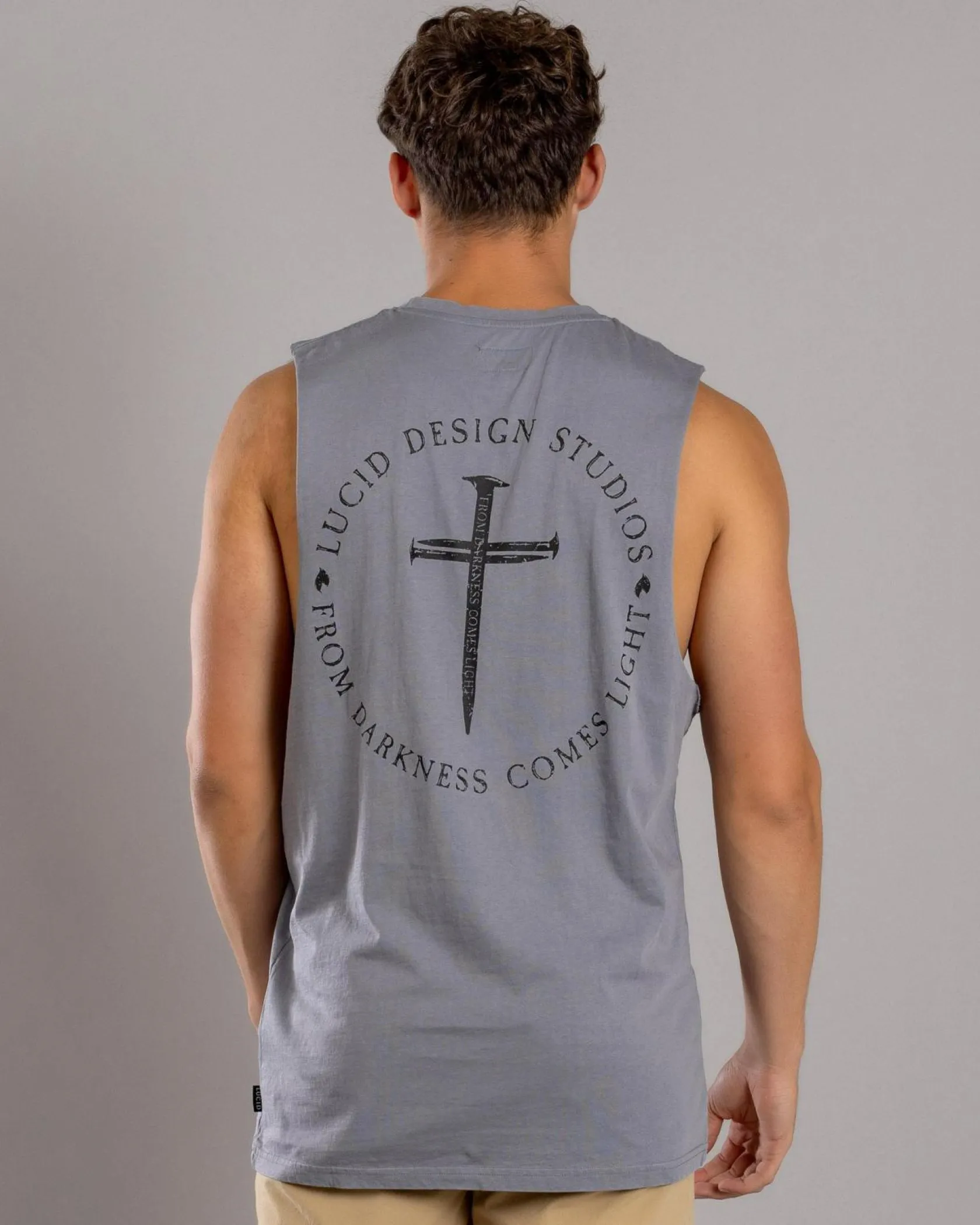 Lucid Fray Muscle Tank Lt Grey Acid Online