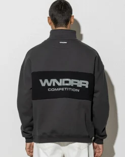 Wndrr Frequency Panel 1/4 Zip Sweatshirt Faded Black Hot
