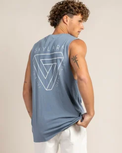 Skylark Friction Muscle Tank Slate Blue Clearance