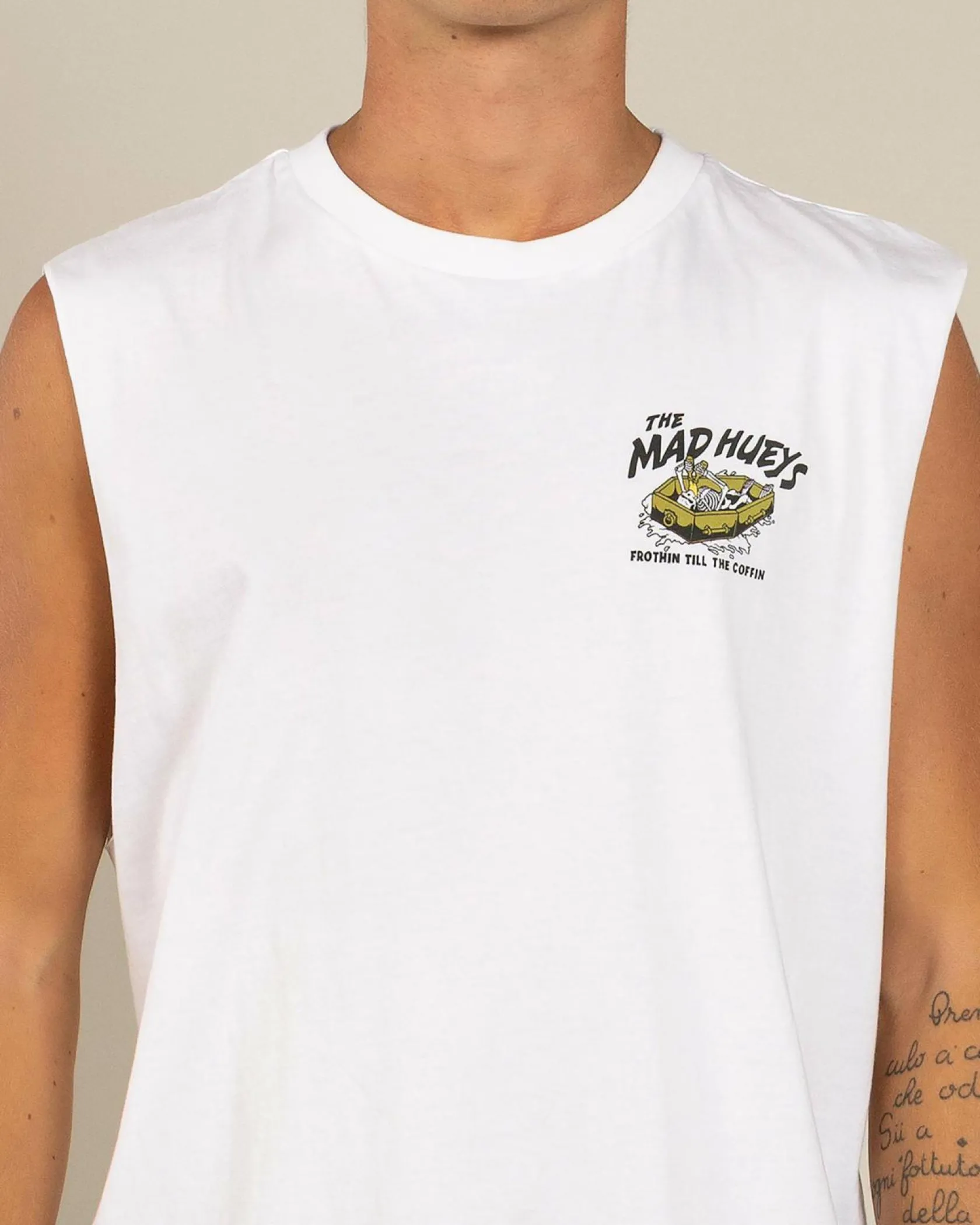 The Mad Hueys Frothin Coffin Muscle Tank White Hot
