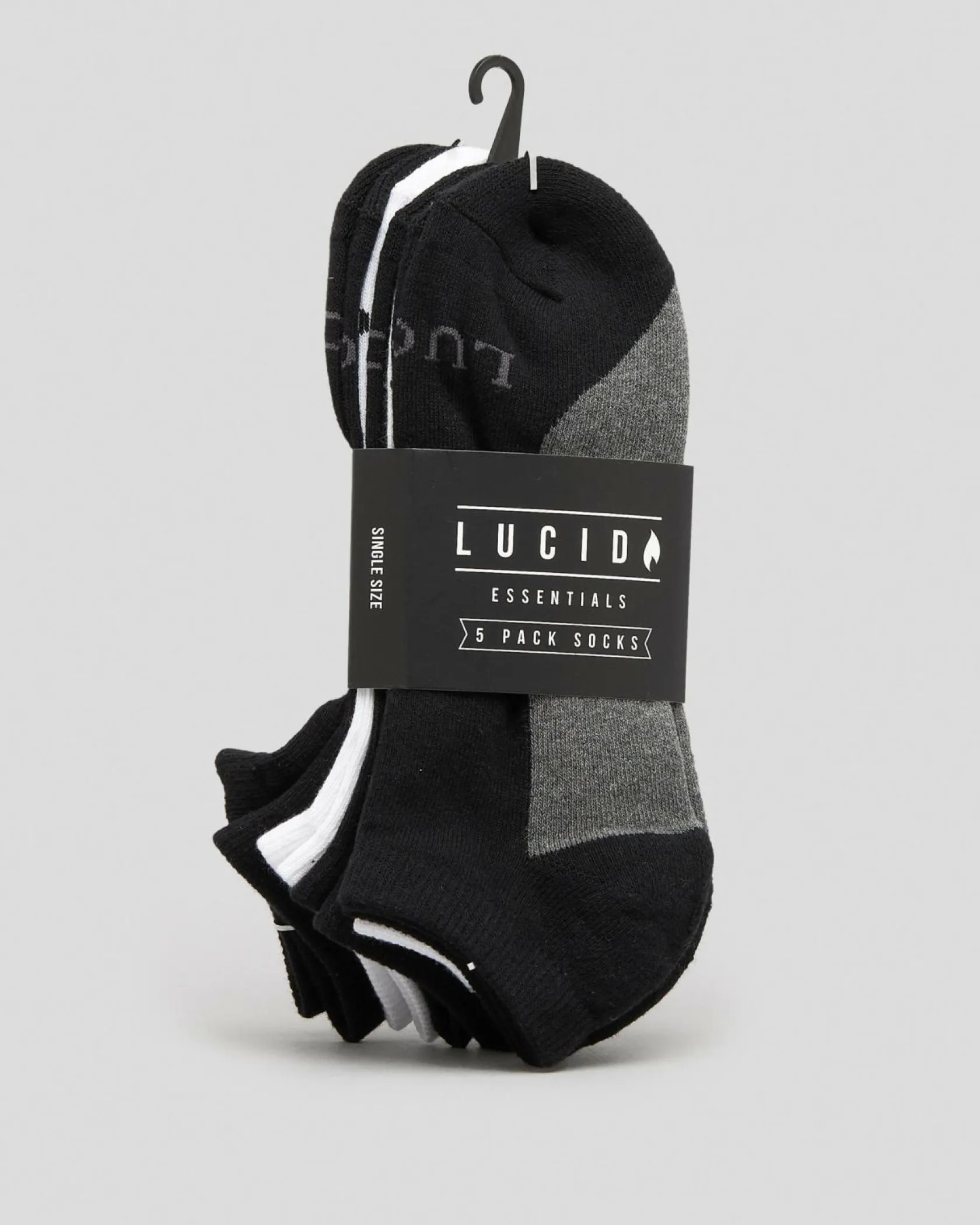 Lucid Fuzzled Ankle Socks 5 Pack White/black Hot