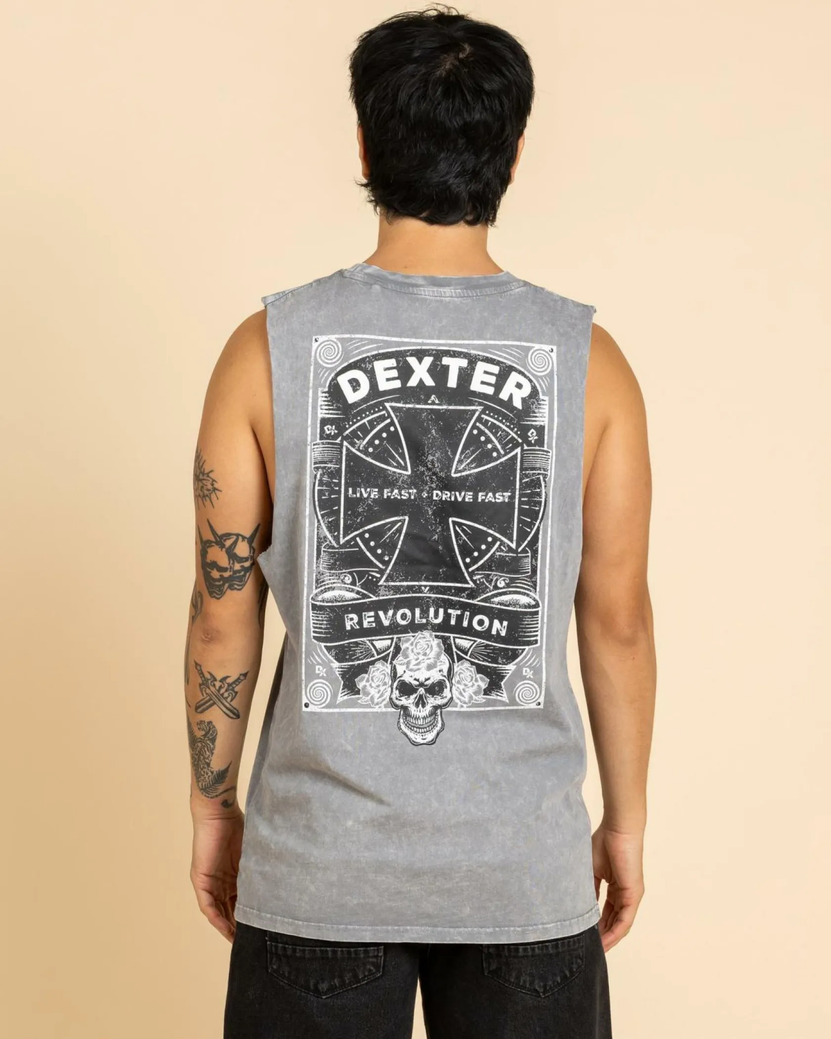 Dexter Gearhead Muscle Tank Lt Grey Acid Online