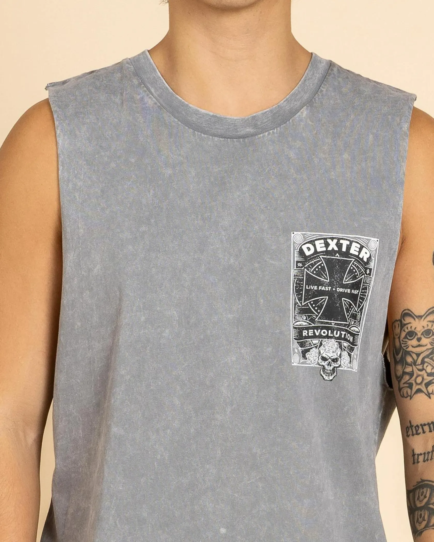 Dexter Gearhead Muscle Tank Lt Grey Acid Online