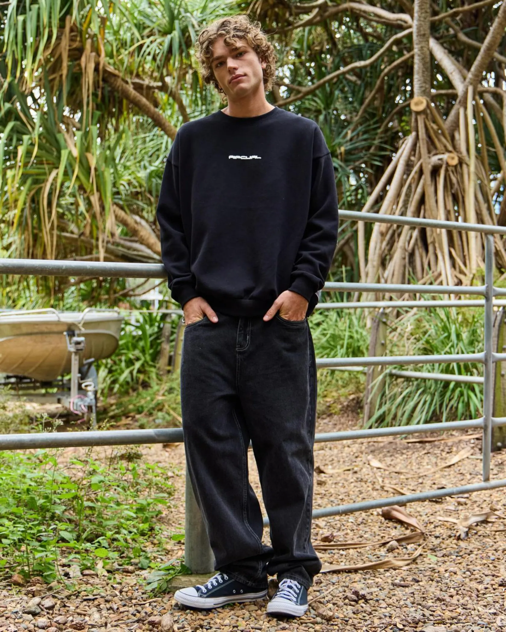 Rip Curl Giant Prawn Crew Sweatshirt Black Hot