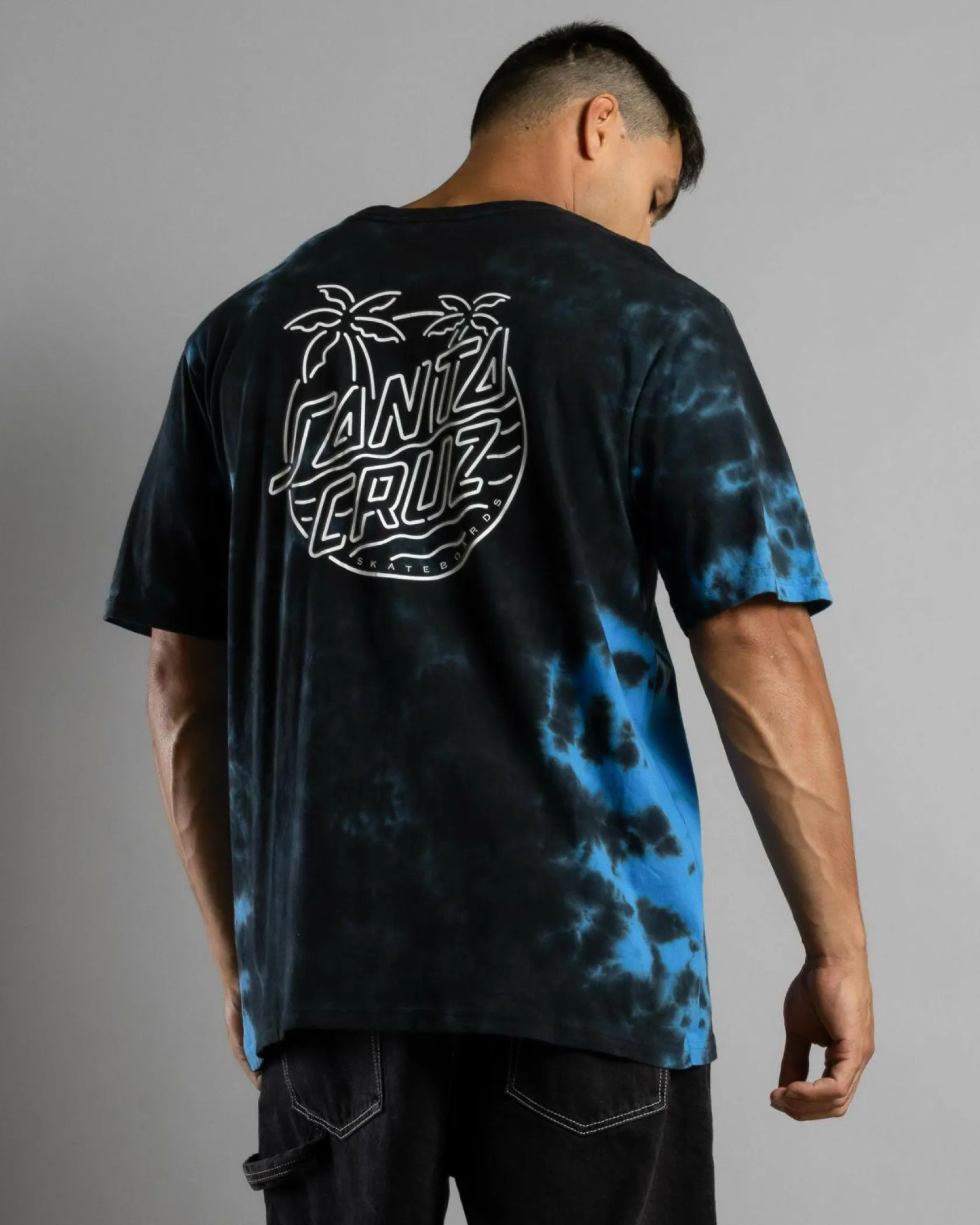 Santa Cruz Glow Dot Mono T-Shirt Black Tie Dye Outlet