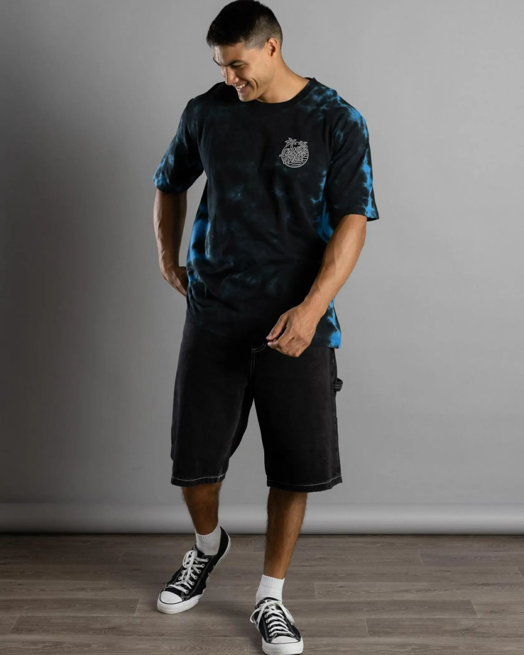 Santa Cruz Glow Dot Mono T-Shirt Black Tie Dye Outlet