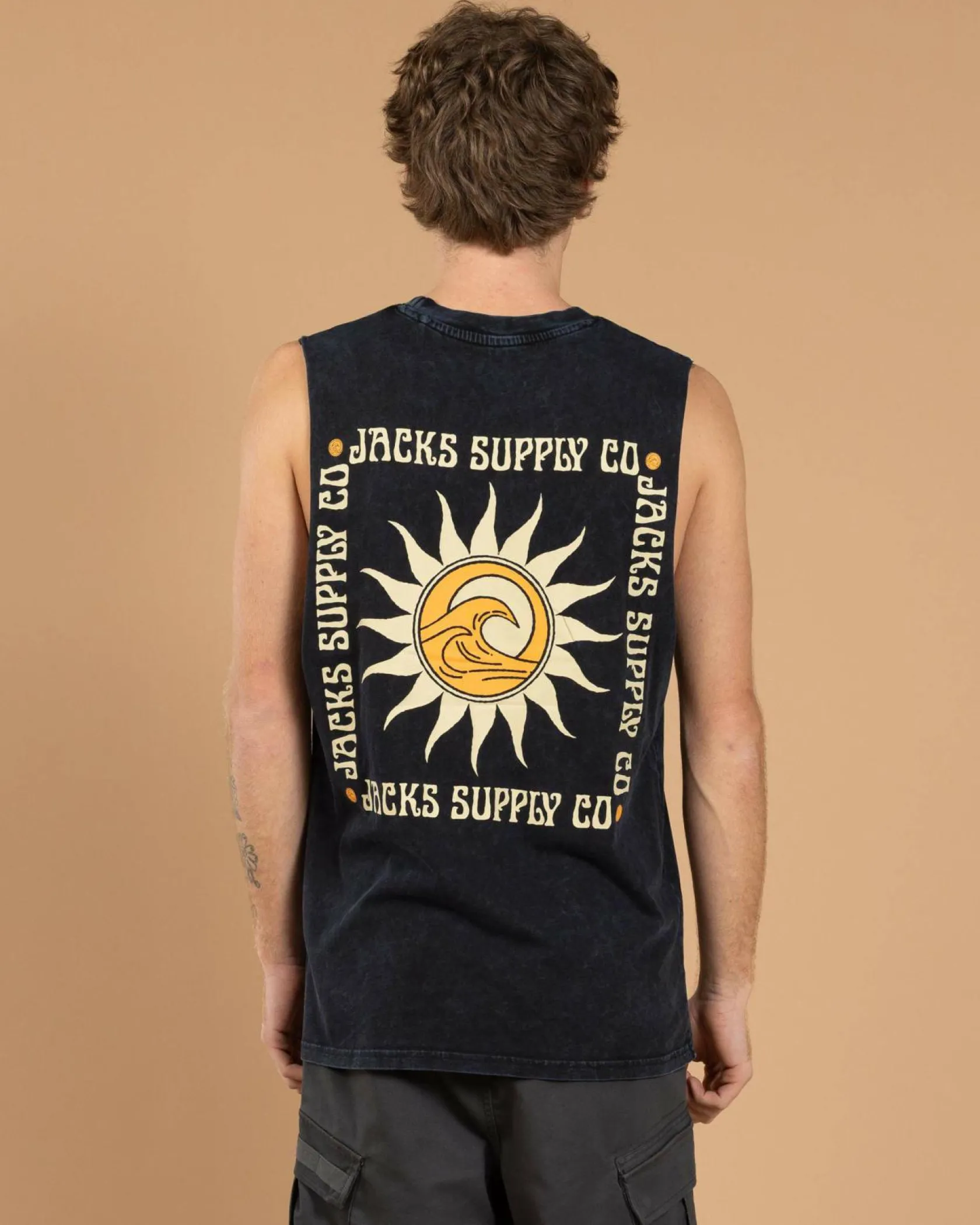 Jacks Golden Glow Muscle Tank Navy Acid New