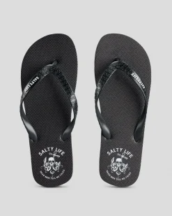 Salty Life Grim Thongs Black/white Sale