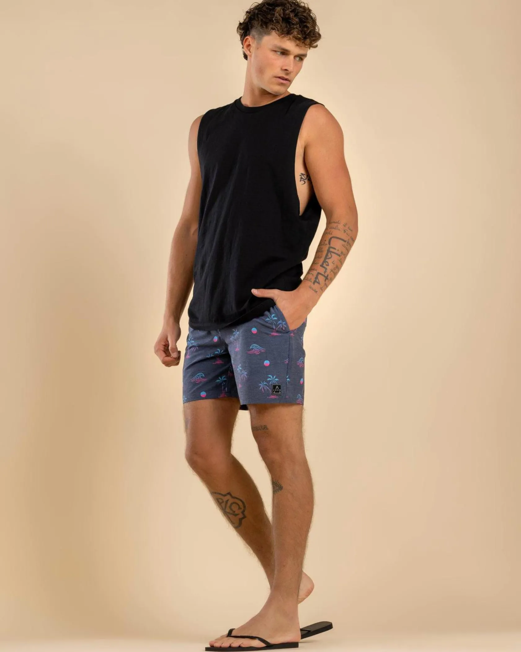 Lucid Gust Elastic Waist Shorts Navy