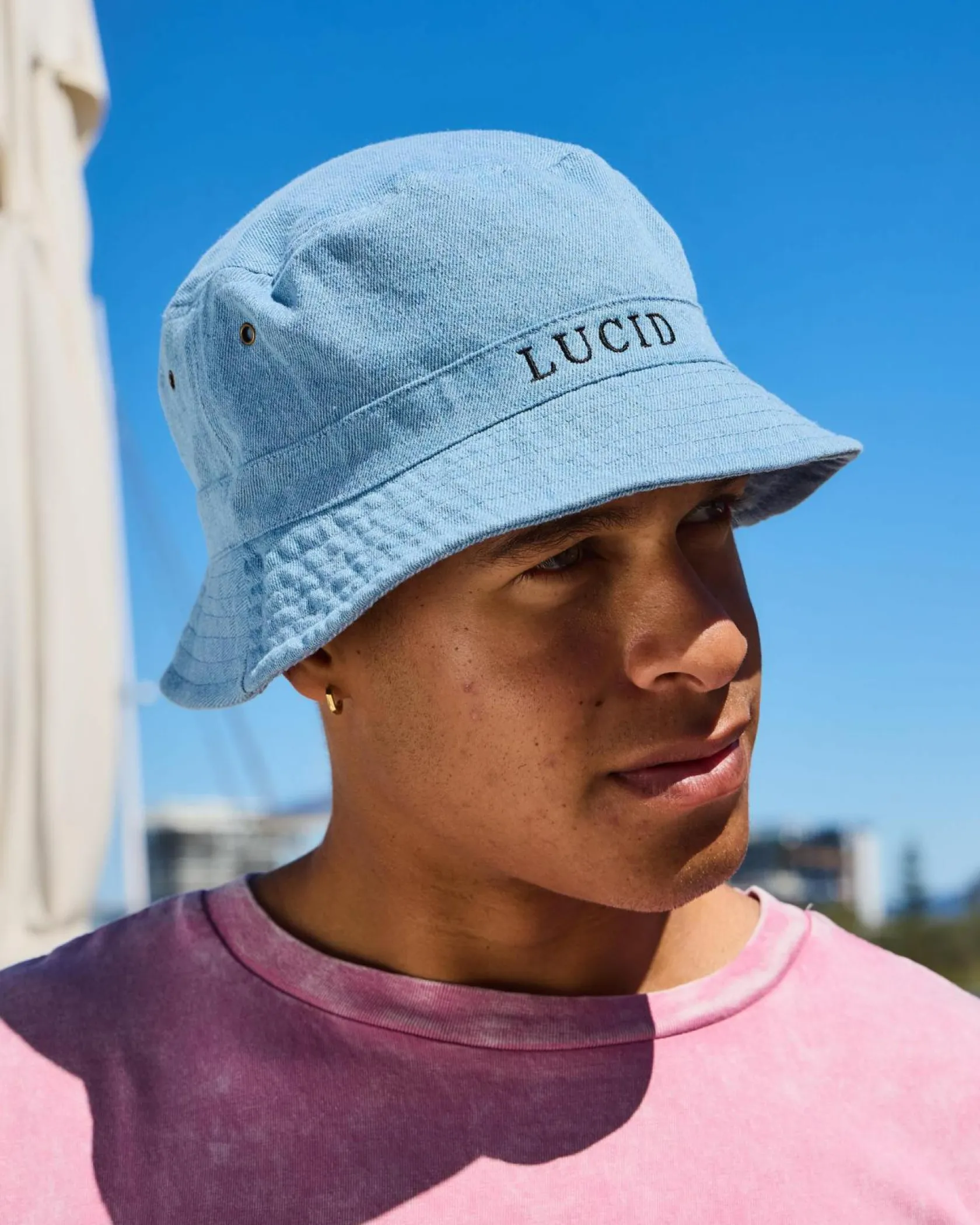 Lucid Hardliner Bucket Hat Light Washed Denim