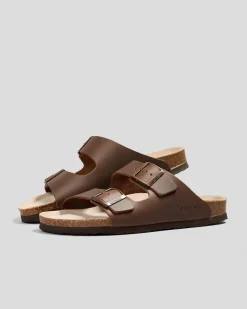 GENUINS Hawaii Oiled Leather Sandals Brown Hot