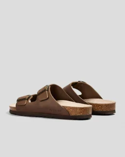GENUINS Hawaii Oiled Leather Sandals Stone Clearance