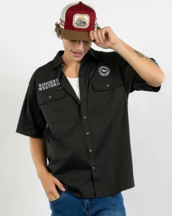 Ringers Western Hawkeye Short Sleeve Shirt Charcoal/white Clearance