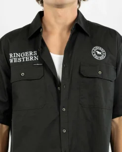 Ringers Western Hawkeye Short Sleeve Shirt Charcoal/white Clearance