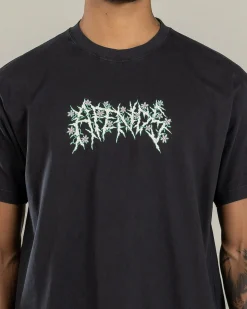 Afends Heavy Petal Recycled T-Shirt Stone Black Sale