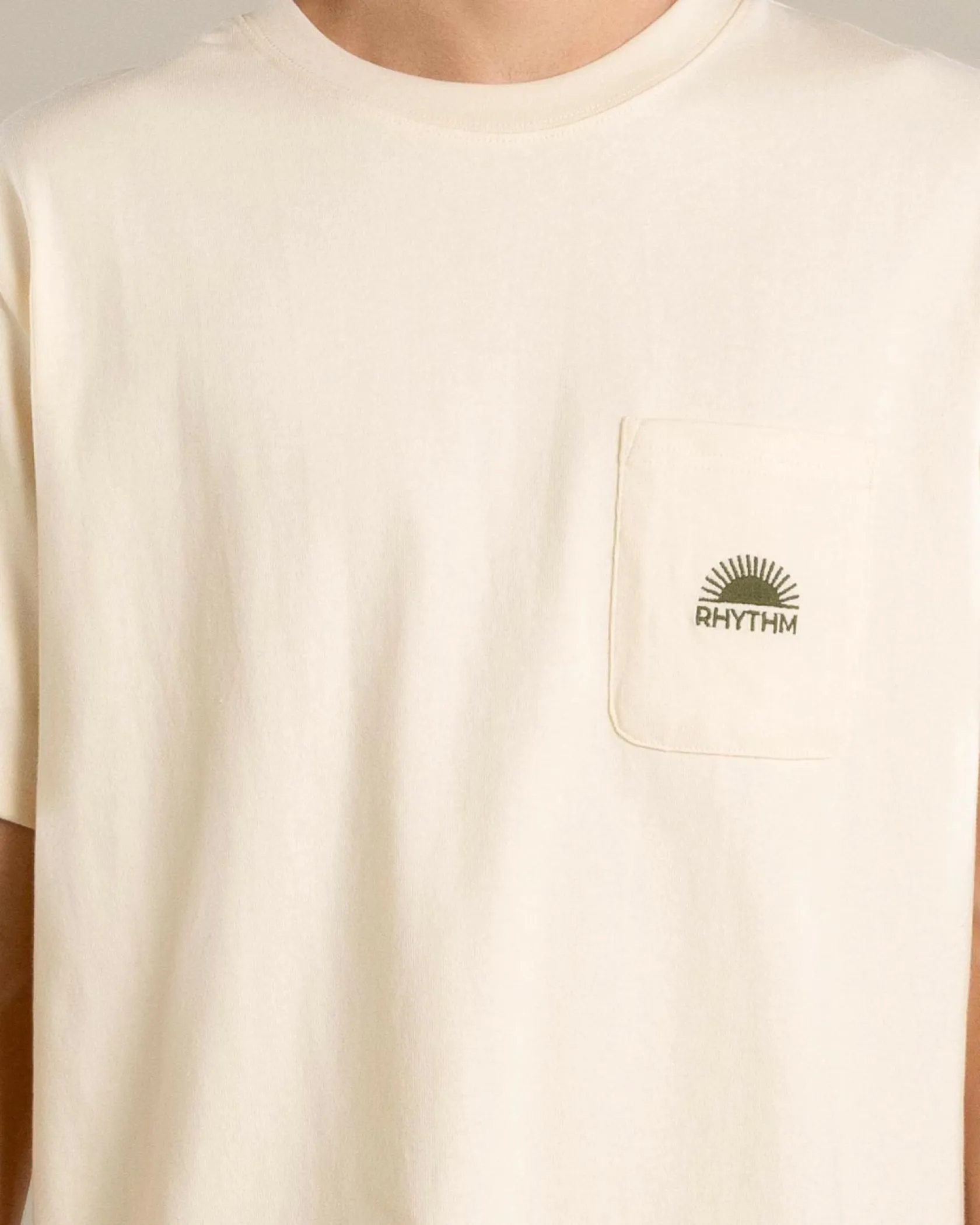Rhythm Heavy Vintage Pocket Emblem T-Shirt Natural Clearance