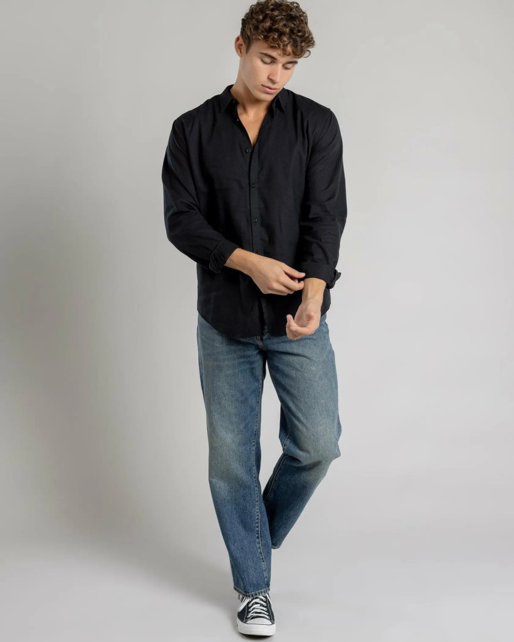 Skylark Hemp Long Sleeve Shirt Black Clearance