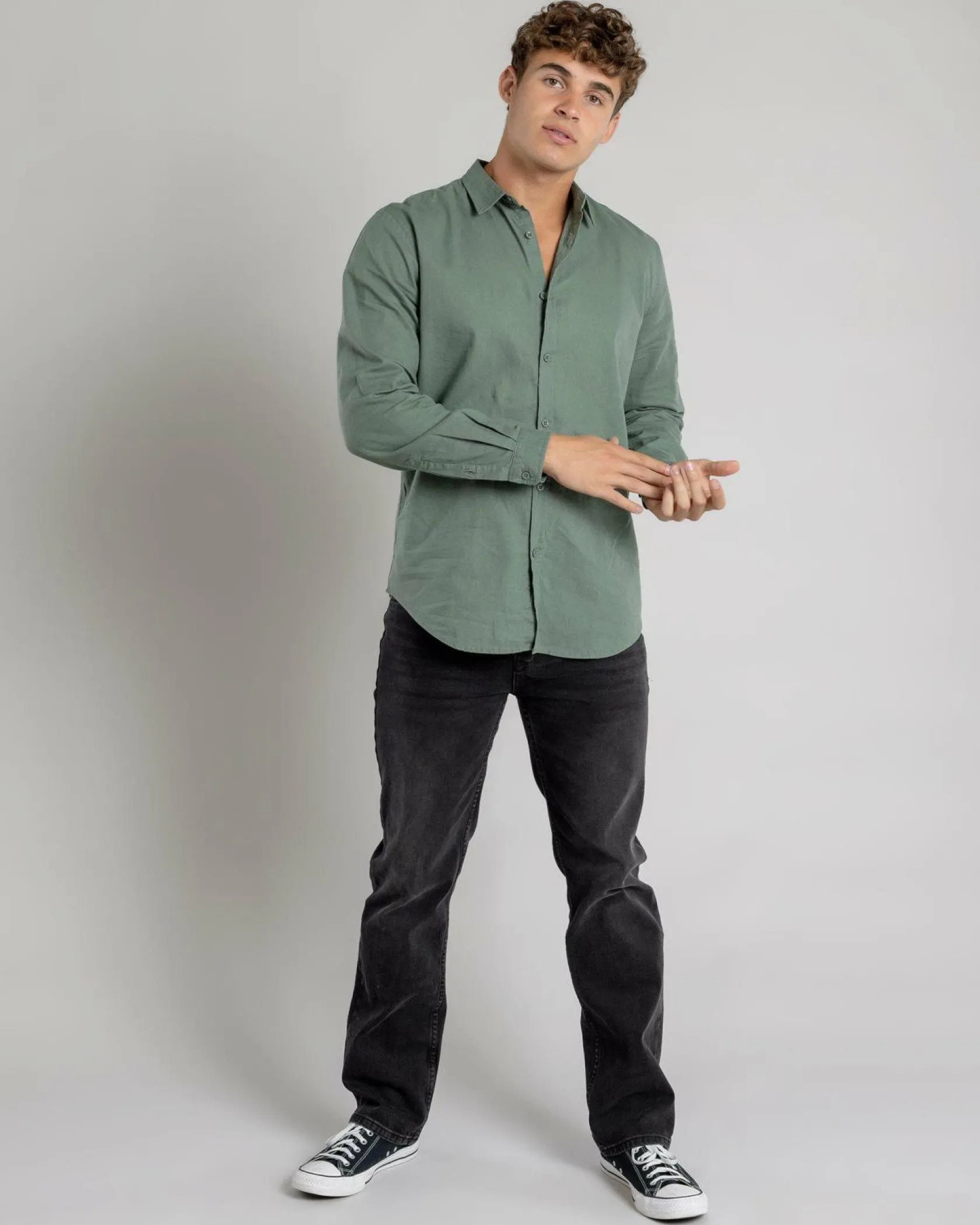 Skylark Hemp Long Sleeve Shirt Olive Clearance