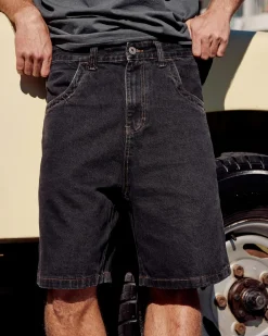 Jacks Heritage Denim Shorts Washed Black New