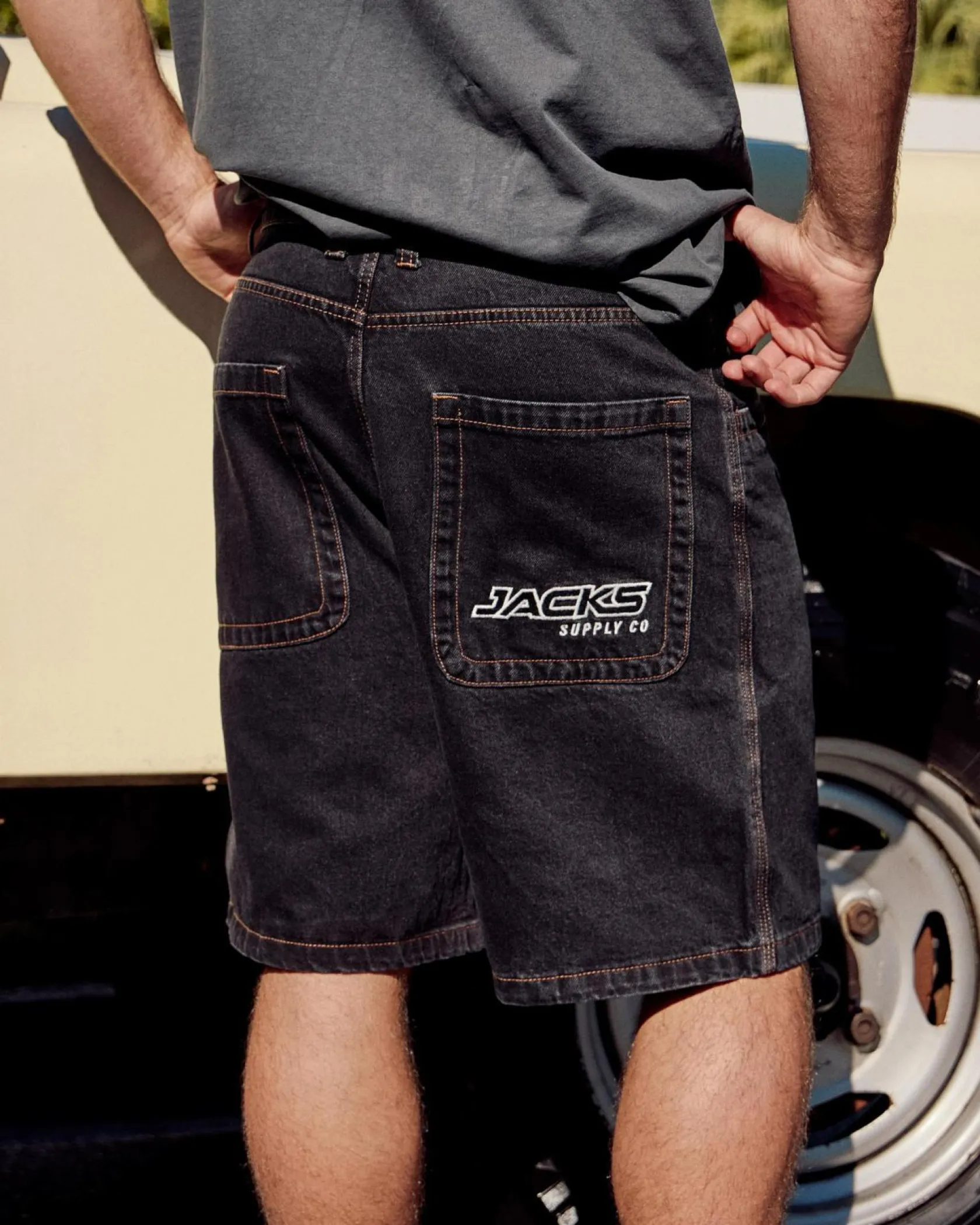 Jacks Heritage Denim Shorts Washed Black New