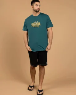 Rip Curl Heritage Desto T-Shirt Blue Green Clearance