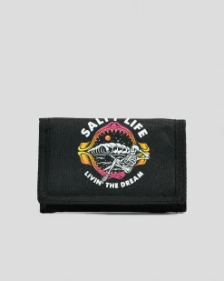 Salty Life Hidden Paradise Tri-Fold Wallet Black Best