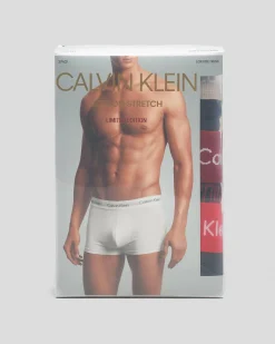 Calvin Klein Holiday Cotton Stretch Low Rise Trunks 3 Pack Black/black W/exact Wb Best