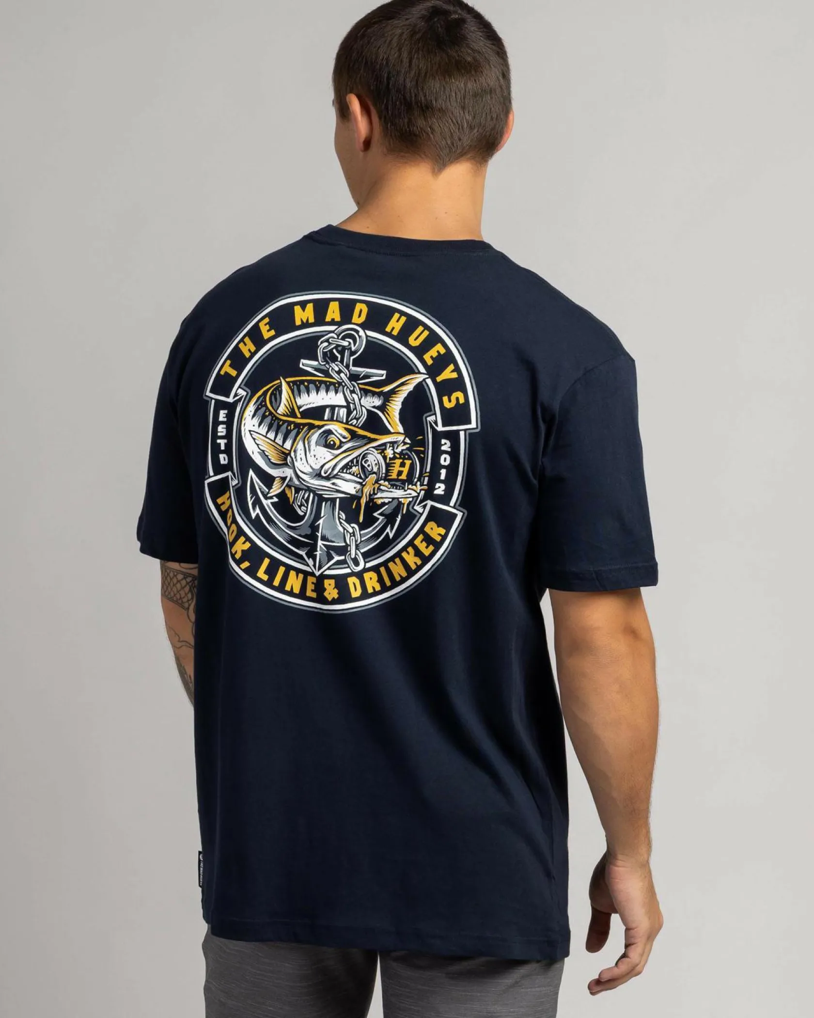 The Mad Hueys Hooked Cuda T-Shirt Navy Sale