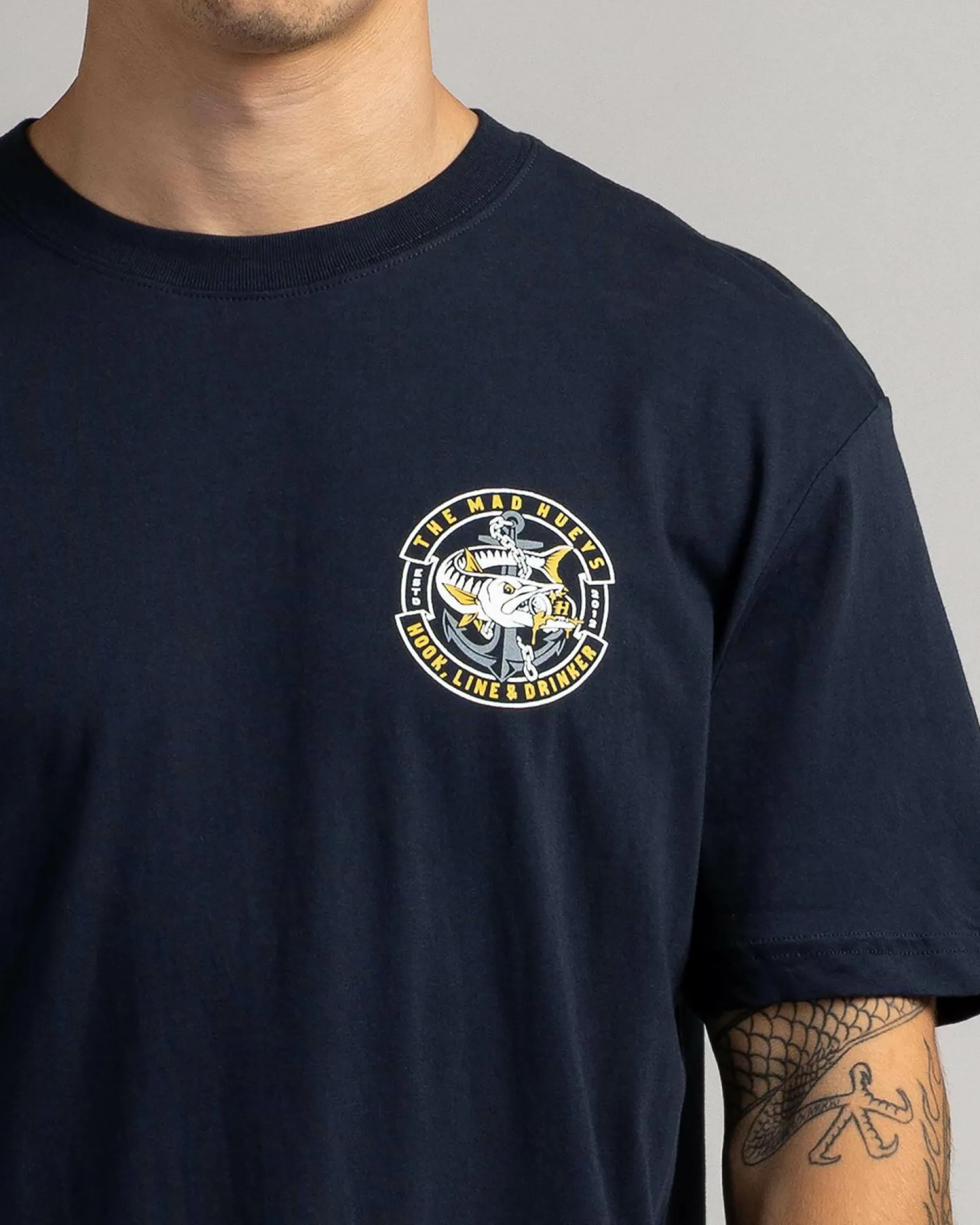 The Mad Hueys Hooked Cuda T-Shirt Navy Sale