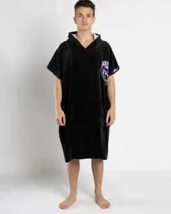 Salty Life Hooked V2 Hooded Towel Black/maroon Hot
