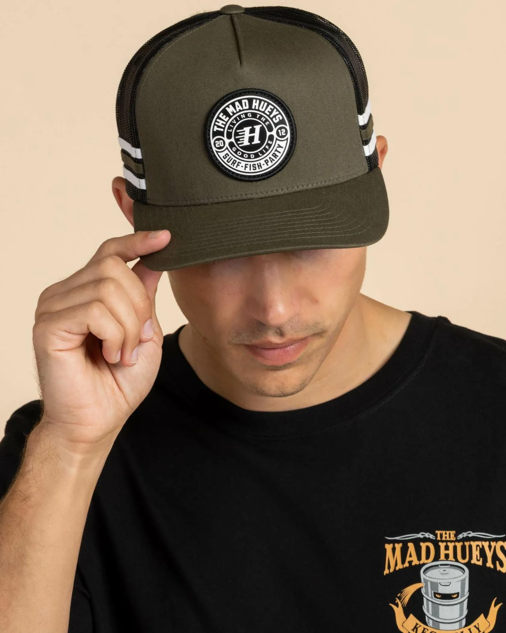 The Mad Hueys Hueys Good Life Trucker Cap Olive Outlet