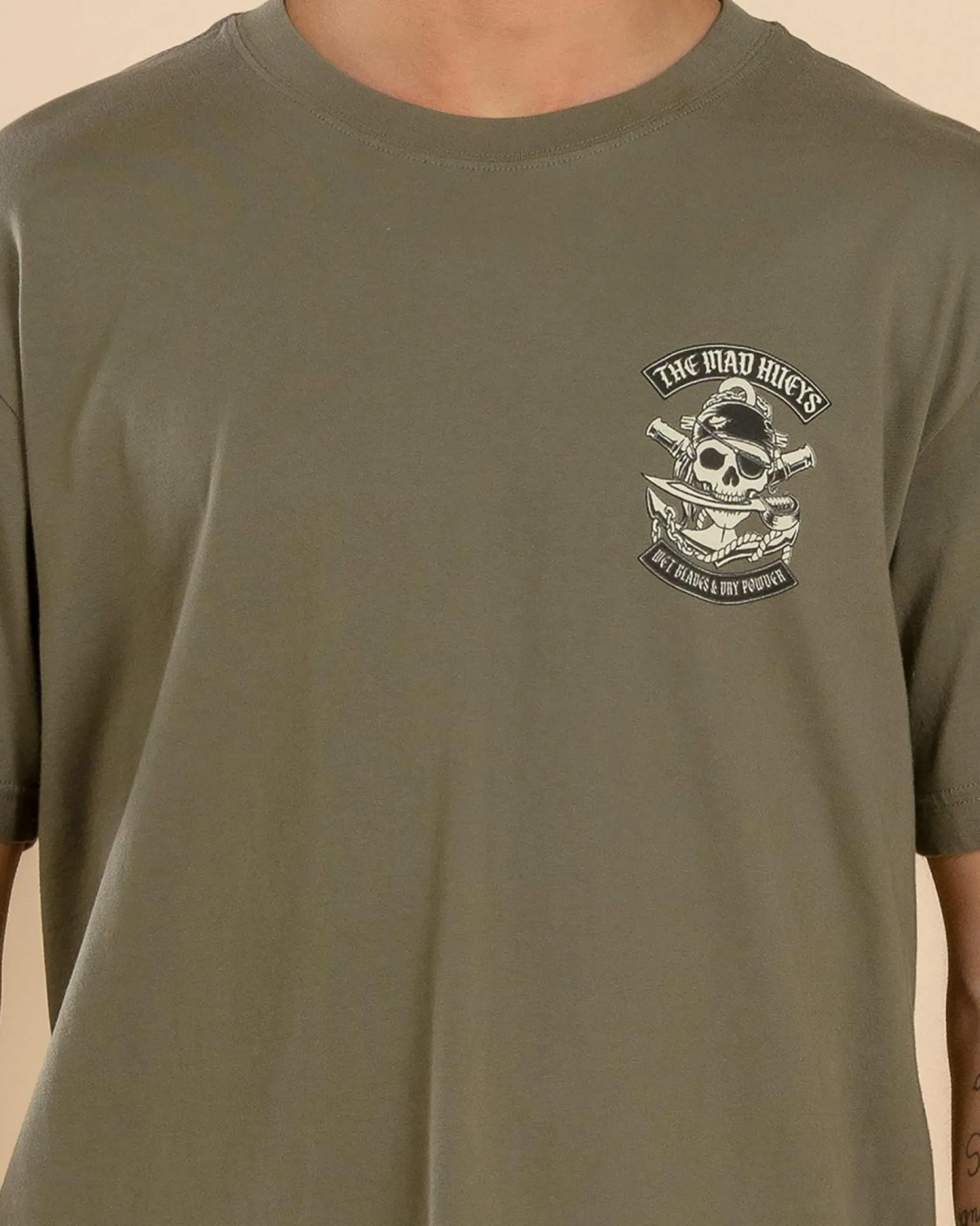 The Mad Hueys Hueys Pirate T-Shirt Olive New