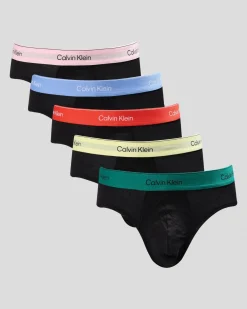 Calvin Klein Icon Cotton Stretch Hip Brief 5 Pack Black Bodies W/ Bayou/glacier/molten/pale Lime Yellow/buff Pink Wbs Clearance
