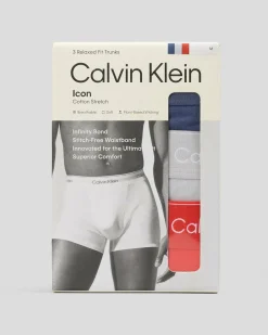 Calvin Klein Icon Cotton Stretch Trunk 3 Pack Vntge Indg/mcr Chp/mltn Sale