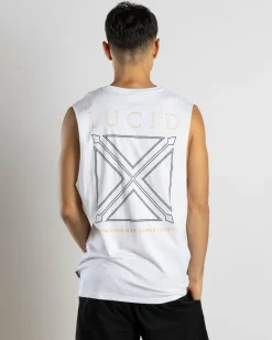 Lucid Intersect Muscle Tank White Hot